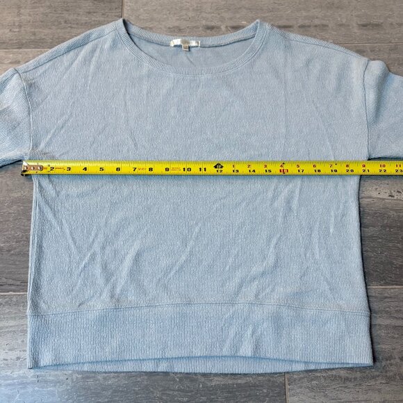 Z Supply Hang Out Rib Long Sleeve Top Lightweight Sweatshirt Blue Size Large - Picture 7 of 11
